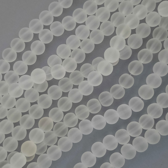 Glass Beads 8mm Round - Matte Clear Frosted - 1 String / 100 Beads