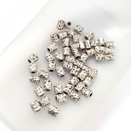 Metal Beads 10mm Pipe #1 - Silver Finish - 10 gms