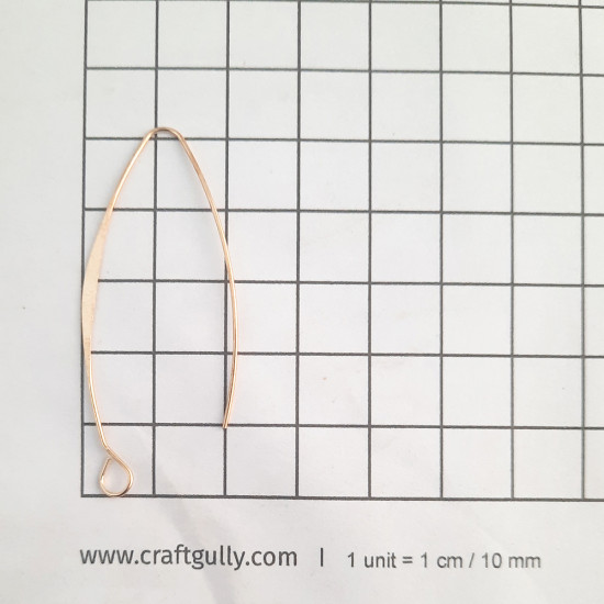 Earring Hooks 52mm - Flat V - Golden Finish - 5 Pairs