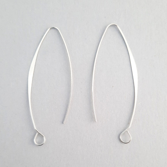 Earring Hooks 52mm - Flat V - Silver Finish - 5 Pairs