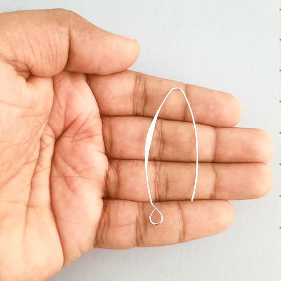 Earring Hooks 52mm - Flat V - Silver Finish - 5 Pairs