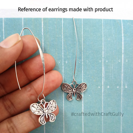 Earring Hooks 52mm - Flat V - Silver Finish - 5 Pairs