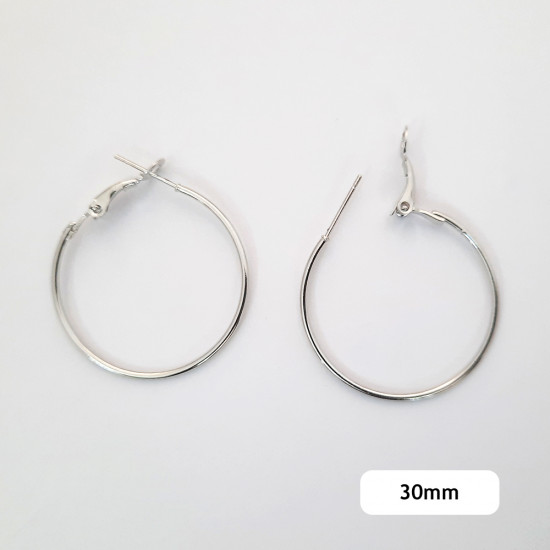 Earring Hoops #4 - 30mm Silver Finish - 3 Pairs