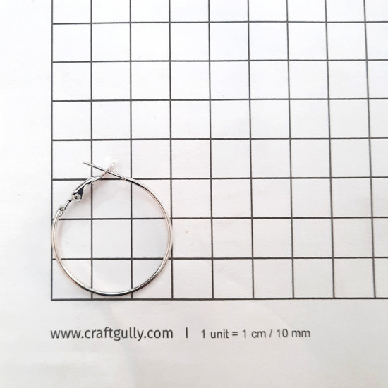 Earring Hoops #4 - 30mm Silver Finish - 3 Pairs