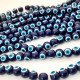 Glass Beads 8mm Evil Eye Round - Dark Blue & Blue - 1 String / 25 Beads