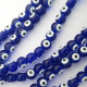 Glass Beads 8mm Evil Eye Round - Dark Blue & White - 1 String