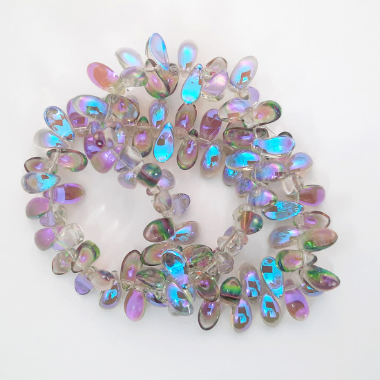 Glass Beads 13mm Rice / Rizo - Rainbow Lustre - 1 String