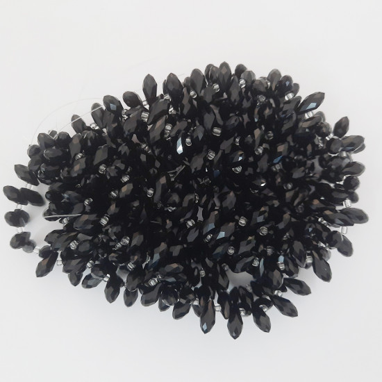 Glass Beads 13mm Rice / Rizo Drop Faceted - Black - 1 String / 45 Beads
