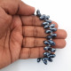 Glass Beads 13mm Rice / Rizo Drop Faceted - Grey - 1 String / 45 Beads