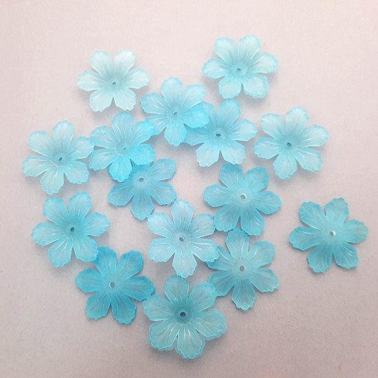 Acrylic Beads 24mm Flower #21 - Sea Blue - 30 Beads