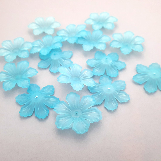 Acrylic Beads 24mm Flower #21 - Sea Blue - 30 Beads