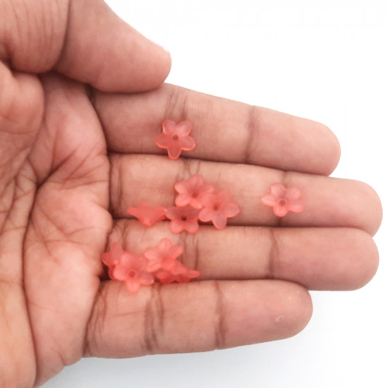 Acrylic Beads 10mm Flower #23 - Coral Red - 20 gms