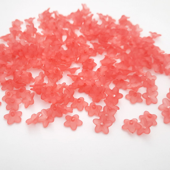 Acrylic Beads 10mm Flower #23 - Coral Red - 20 gms