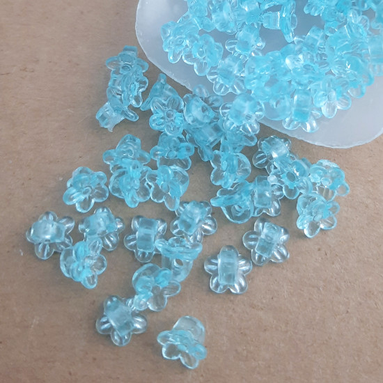 Acrylic Charms 7mm - Flower #1 Turquoise - 10 gms