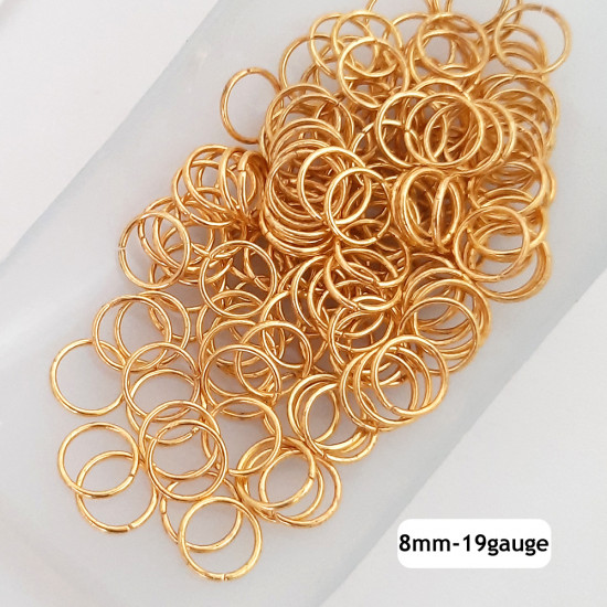 Jump Rings 8mm - 19g Golden Finish - 20gms