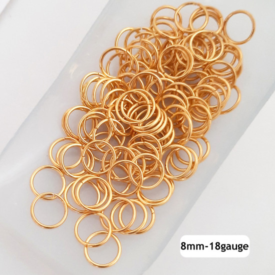 Jump Rings 8mm - 18g Golden Finish - 20gms