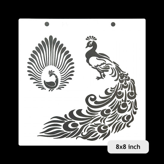 Stencils #167 - 8x8 Inches - Peacock