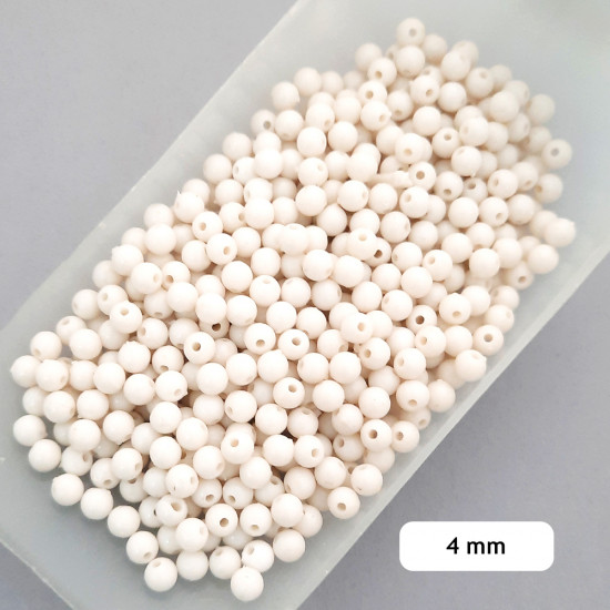 Acrylic Beads 4mm Round - White - 20gms
