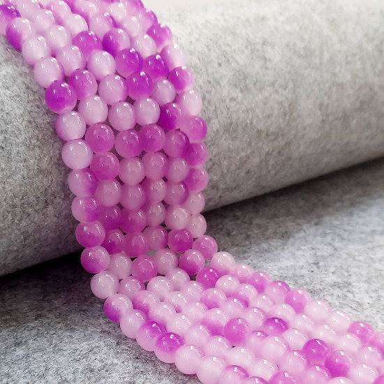 Glass Beads 8mm Round - Pastel Dual Purple - 1 String / 100 Beads