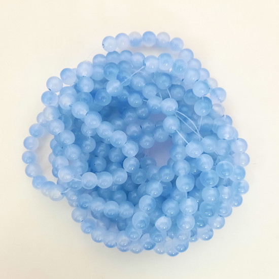 Glass Beads 8mm Round - Pastel Dual Blue - 1 String / 100 Beads