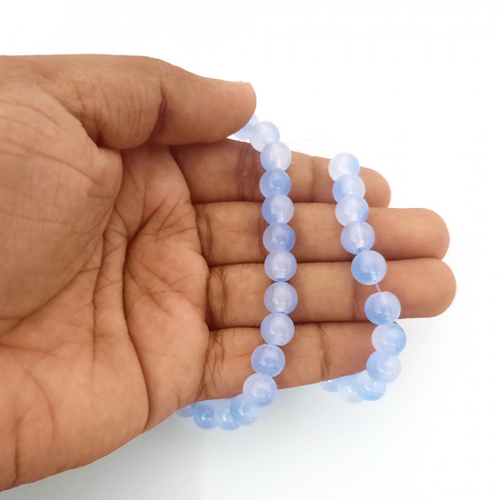 Glass Beads 8mm Round - Pastel Dual Blue - 1 String / 100 Beads