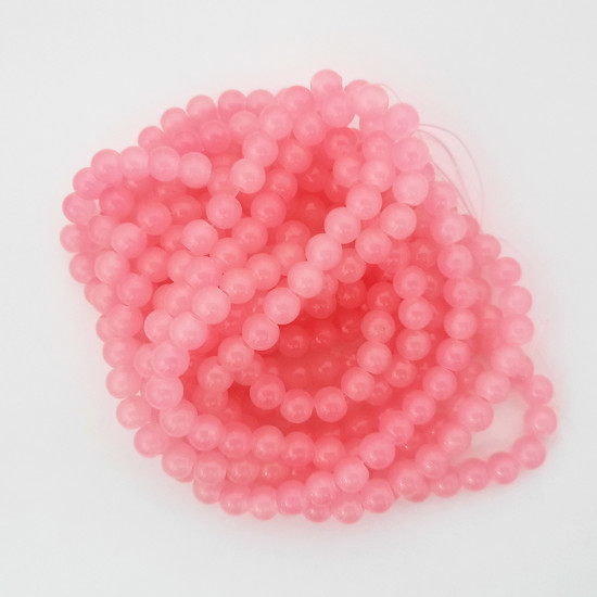 Glass Beads 8mm Round - Pastel Pink - 1 String / 100 Beads