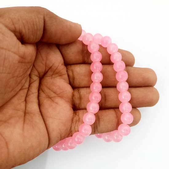 Glass Beads 8mm Round - Pastel Pink - 1 String / 100 Beads