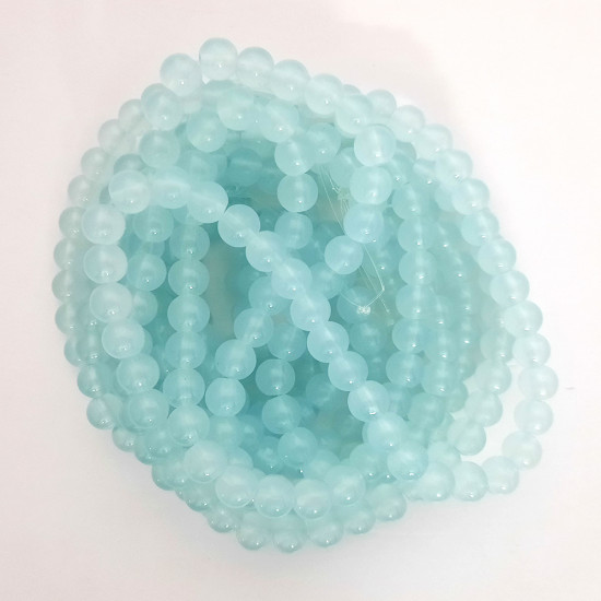 Glass Beads 8mm Round - Pastel Light Turquoise - 1 String / 100 Beads