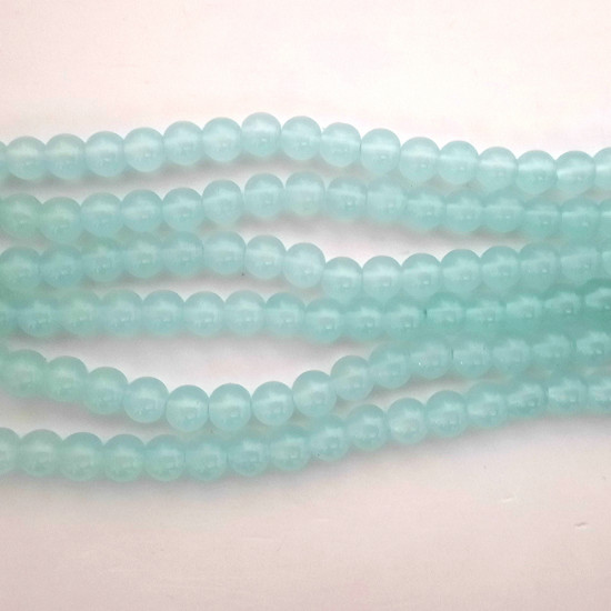 Glass Beads 8mm Round - Pastel Light Turquoise - 1 String / 100 Beads