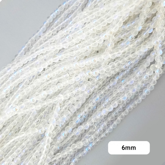 Glass Beads 6mm Round - Clear With Lustre - 1 String / 140 Beads
