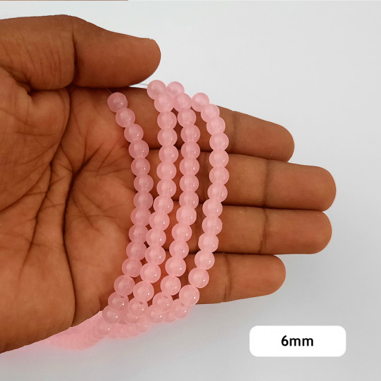 Glass Beads 6mm Round - Pastel Baby Pink - 1 String / 140 Beads