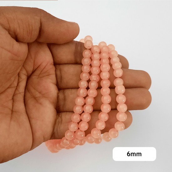 Glass Beads 6mm Round - Pastel Salmon - 1 String / 140 Beads