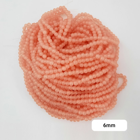 Glass Beads 6mm Round - Pastel Salmon - 1 String / 140 Beads