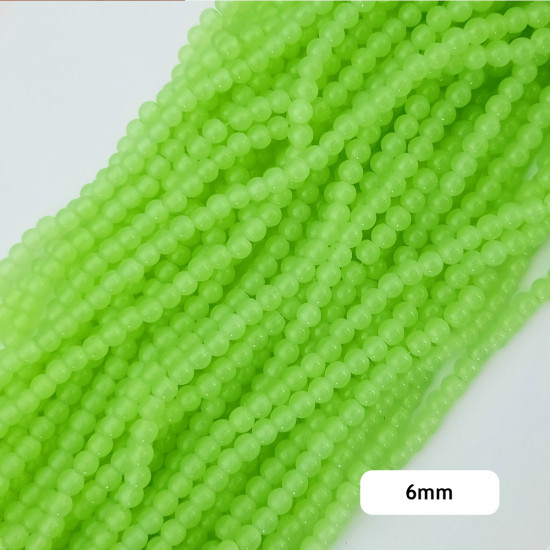 Glass Beads 6mm Round - Pastel Light Green - 1 String / 140 Beads