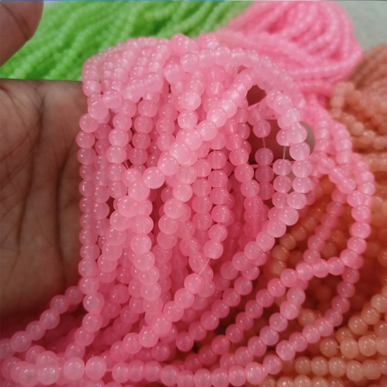Glass Beads 6mm Round - Pastel Rose Pink - 1 String / 140 Beads