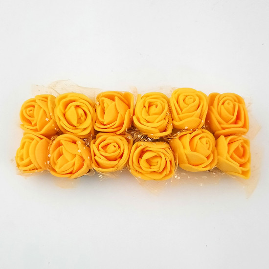 Foam Flowers - Rose 20mm - Golden Yellow - Pack of 12