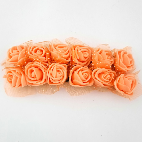 Foam Flowers - Rose 20mm - Pastel Orange - Pack of 12
