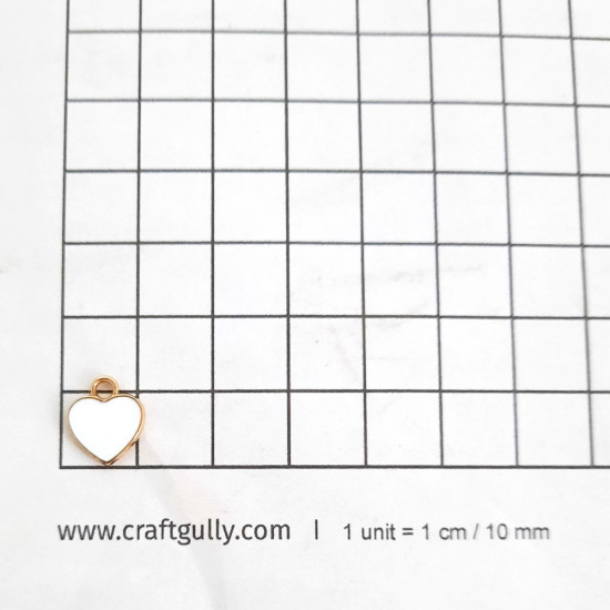 Enamel Charms 12mm - Heart #5 - White - 4 Charms