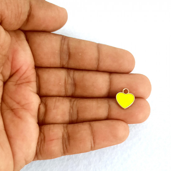 Enamel Charms 12mm - Heart #6 - Light Green - 4 Charms