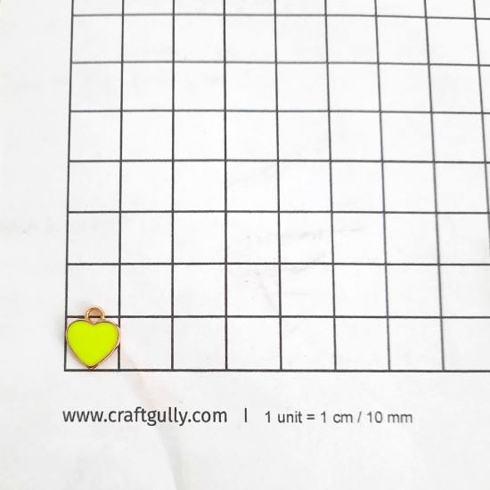 Enamel Charms 12mm - Heart #6 - Light Green - 4 Charms