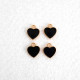 Enamel Charms 12mm - Heart #7 - Black - 4 Charms