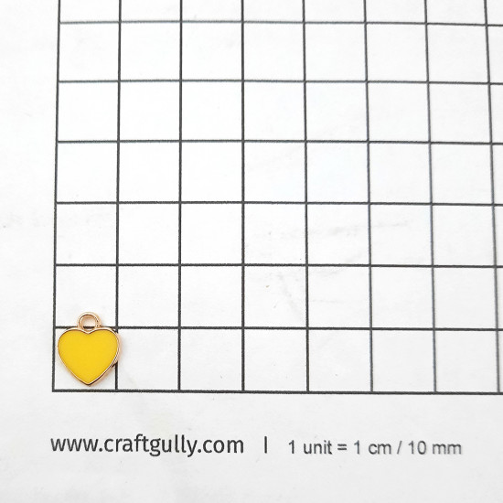 Enamel Charms 12mm - Heart #9 - Yellow - 4 Charms
