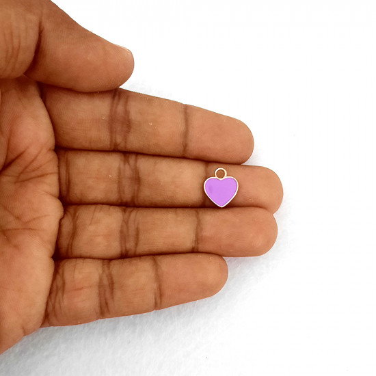 Enamel Charms 12mm - Heart #10 - Lilac - 4 Charms