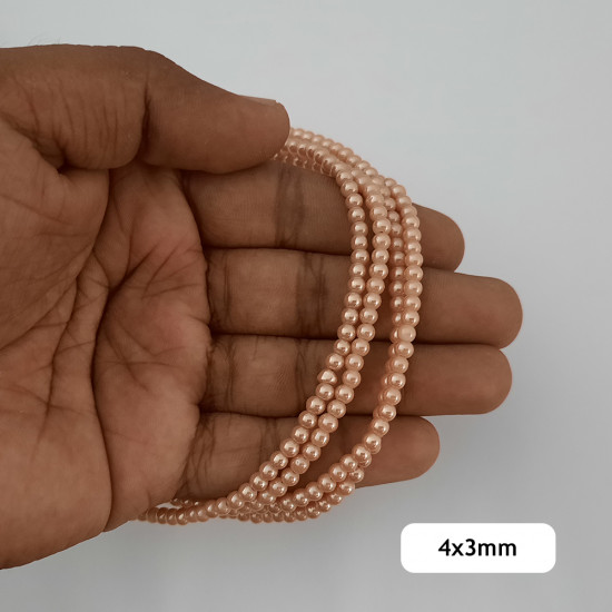 Glass Beads 4mm Pearl Finish - Champagne - 1 String / 200 Beads