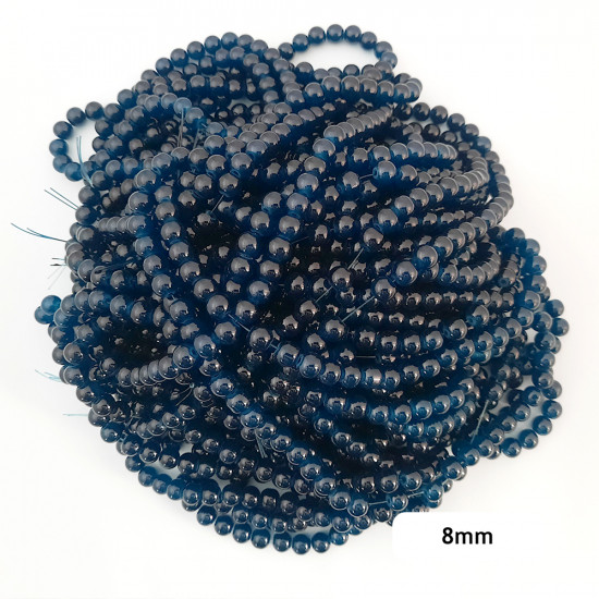 Glass Beads 8mm Round - Prussian Blue - 1 String / 100 Beads