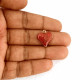 Metal Charms 17mm Heart #13 - Golden & Red Glitter - 2 Charms