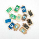 Resin Charms 20mm Rectangle - Evil Eye - Green - 2 Charms