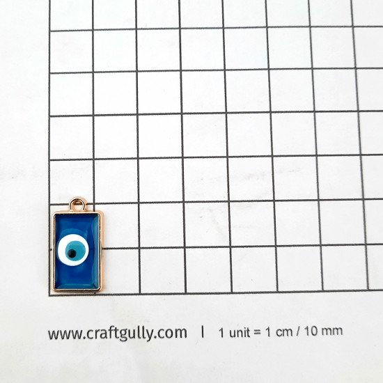 Resin Charms 20mm Rectangle - Evil Eye - Blue - 2 Charms