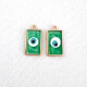 Resin Charms 20mm Rectangle - Evil Eye - Green - 2 Charms