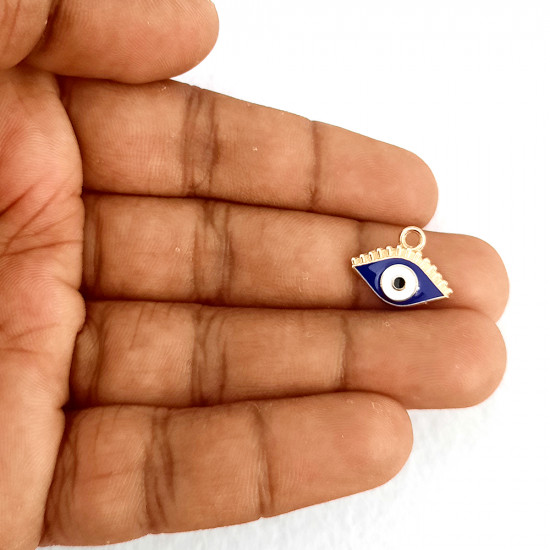 Enamel Charms 16mm Evil Eye - Blue - 5 Charms